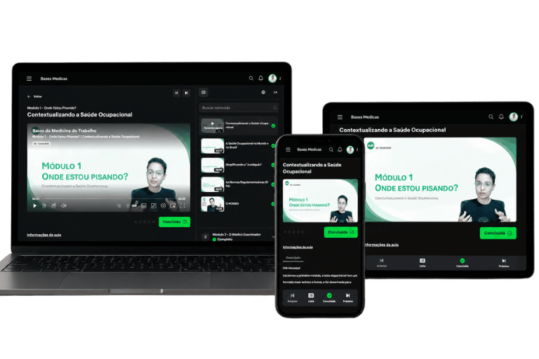 Curso Bases da Medicina do Trabalho em computador, tablet e celular